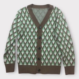 SHEIN Men’s Geometric Knit Button-Up Cardigan Size Medium